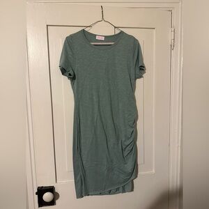 Pink Lily Sage Green Short Sleeve Ruched T-Shirt Dress